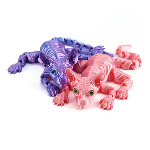 Juguetes Articulados de Gato Impresos en 3D para Adultos, Animales Impresos en 3D, Juguetes Antiestrés, Decoración para Aliviar el Estrés, Gato sin Pelo Impreso en 3D - Product Image 4