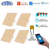 Interruptor de Luz WiFi Tuya Sin Cable Neutro, 1/2/3/4 Canales, Interruptor de Pared Inteligente para UE/Reino Unido, Compatible con Alexa, Google Home, Smart Life