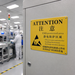 High Quality Custom ESD Protected <strong>Area</strong> <strong>Sign</strong> Metal Warning <strong>Sign</strong>, Anti Static Aluminum Safety Signage for Cleanroom and Factory - Product Image 3