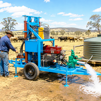 Foreuse de puits portable sur roues, profondeur 150 m, diesel, pour projets d'irrigation, avec garantie 1 an