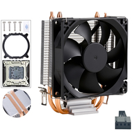 Ventilateur de processeur silencieux QiuzAim 2 avec 2 caloducs de 90 mm pour ordinateur de bureau, dissipateur thermique CPU 2011 à haut débit d'air, 4 broches, pour serveur E5 X79 X99 refroidi par air