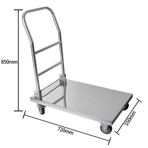 भारी शुल्क स्टेनलेस स्टील तह प्लेटफॉर्म वाणिज्यिक रसोई की सेवा करने वाली ट्रॉली प्रीमियम फ्लैट मोबाइल आसान साफ शोर - Product Image 3
