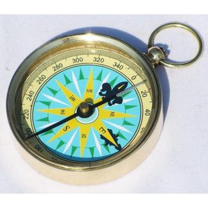 ALFA NAUTICAL Nautical Solid Brass Compass 2 Inch <b>Locket</b> Style Portable Hiking Guide with Hanging Ring Model AL22 - Product Image 1