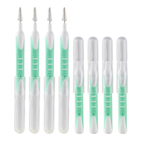 Lot de 5 brosses interdentaires bicolores à manche souple sur carte blister, pour nettoyage orthodontique, écologiques et antibactériennes