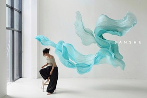 Installation suspendue en <span class=keywords><strong>organza</strong></span> dégradé turquoise, décoration de plafond à effet vague d'eau pour <span class=keywords><strong>mariage</strong></span> et événements - Product Image 5