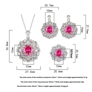 Factory Wholesale Eco-friendly Copper 12-10MM Cubic Zirconia <b>Bridal</b> Floral Pendant Earrings Set Jewelry Sets for Women - Product Image 6