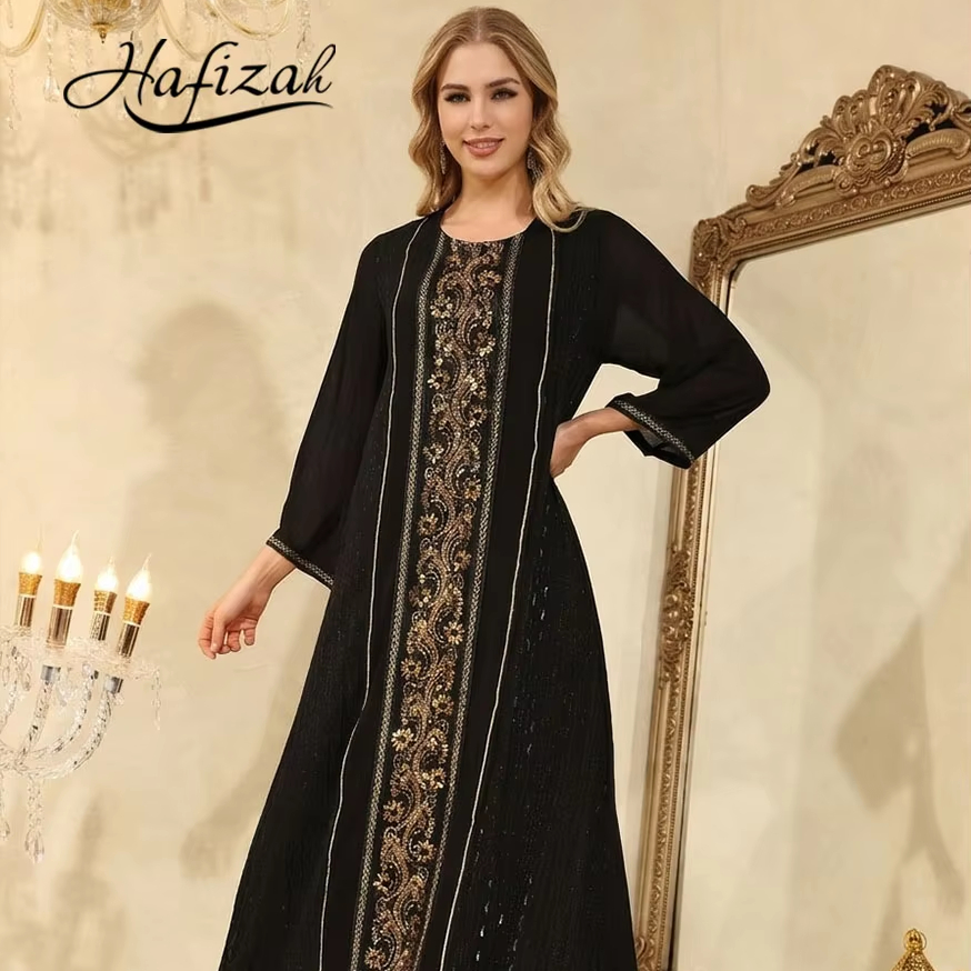 Buy Evening Dress For Muslim In Gold Handmade Embroidery | Alibaba.com