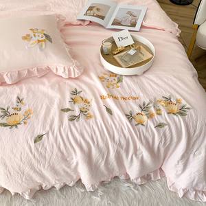 Proveedor de edredones bordados de fibra lyocell, color rosa y transpirable de alta calidad para verano - Product Image 4