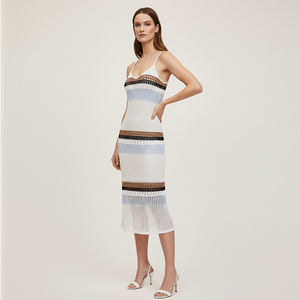 <span class=keywords><strong>Robe</strong></span> pull en tricot midi pour femme en coton mercerisé BCI durable personnalisé, à rayures, en forme de slip - Product Image 5