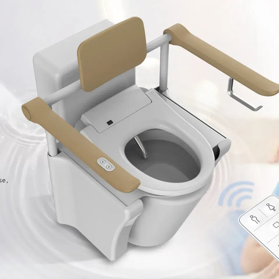 Mobillty perawatan kamar mandi Modern penguat Toilet elektronik dengan tempat duduk Bidet listrik dan panci keramik untuk pengangkat Toilet kelompok penuaan