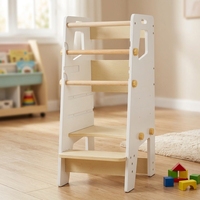 Torre de aprendizaje Montessori de madera ajustable con asiento extraíble para niños pequeños