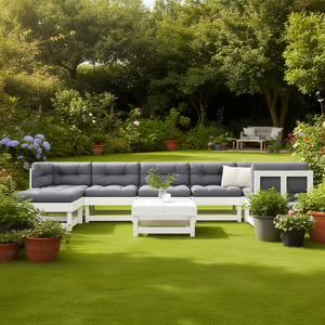 Set Lounge da Giardino Modulare in Legno di Pino Bianco Massiccio, Arredamento da Esterno con 10+ Posti a Sedere, Design Contemporaneo - Product Image 2