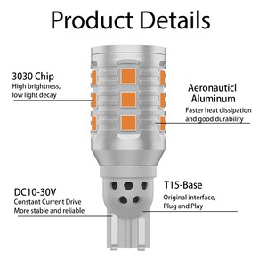 Sản Phẩm Bán Chạy Nhất T15 912 Đèn Nhấp Nháy Công Suất Cao 17smd 720lm Màu Vàng Hổ Phách Cho Xe Cộ Bóng Đèn Led Cho Đèn Lùi Dự Phòng - Product Image 2