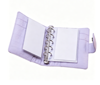 Nouveau classeur à 3 anneaux en cuir PU style bloc de couleur macaron 2023, mini classeur de 3 pouces à feuilles mobiles pour journal et cartes à collectionner avec paillettes