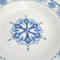 Vente en gros d'usine 100% assiettes en mélamine bleu Floral rond vaisselle assiettes ensembles pour Restaurant fête de mariage hôtel