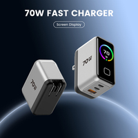 Cargador USB-C Plegable de 70 W para Portátil, Cargador de Pared Multi-Enchufe UK, Cargador Rápido de 65 W y 45 W Tipo C USB-C para Macbook y iPad