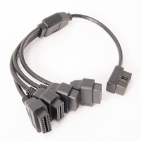 Coude universel en forme de L à angle droit 4 en 1 OBD II OBD2 16 broches mâle à 4 femelle Extension de répartiteur Y câble 5Way pour voitures