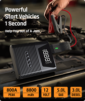 Nexest Démarreur de Batterie Multifonctionnel 1000A 12V avec Pompe à Air pour Voiture, Affichage Numérique, Lumière LED et Alimentation Externe pour Motos et Voitures