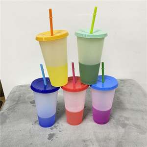 Mug à café en plastique double couche de couleur bonbon 16OZ avec couvercle anti-fuite pour boire de l'eau froide et chaude avec paille Utilisation en fête - Product Image 1