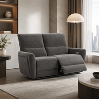 Moderner Elektrischer Relaxsessel Einzelsofa Anthrazit Grauer Gerippter Samtstoff Elektrischer Sessel Wohnzimmermöbel