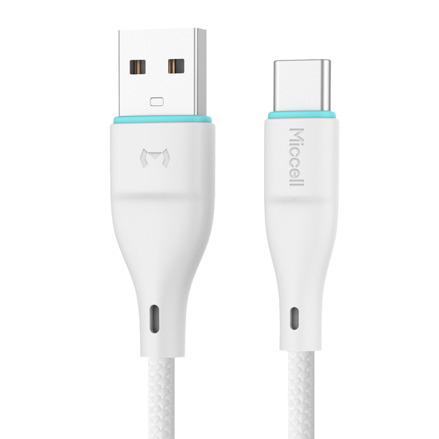 Miccell Braided USB Type-C & Micro-USB 2.4A Fast Charging PD 60W Data Cable with Earphone Support for Camera and Mobile Adapter