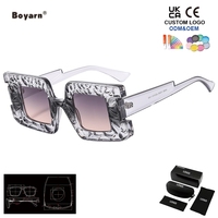 Lunettes de soleil carrées vintage Boyarn pour hommes, de haute qualité, vert foncé, motif léopard, robustes