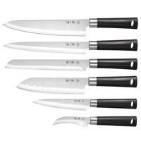 Couteau Santoku professionnel de 7 pouces en acier inoxydable de haute qualité avec manche en PP noir