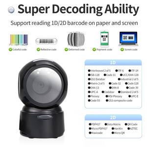 YJFIRST Lecteur de codes-barres 2D de bureau filaire USB, lecteur de codes QR, scanner de codes de prix pour supermarchés, magasins, systèmes de point de vente - Product Image 2
