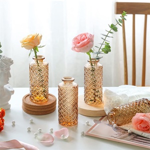 Jarrón de Vidrio Transparente Ámbar Cuadrado Pequeño de 6 Piezas, Decoración Moderna para el Hogar, Arreglo Floral, Jarrón Hidropónico de Escritorio, Jarrón para Bodas - Product Image 5