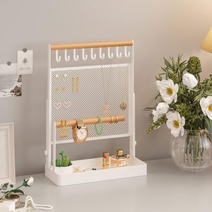 IOAIANIA Jewelry Organizer Stand With 9 Hooks And Mesh Panel For Necklaces Earrings Bracelets <b>Watches</b> And Cosmetics Storage - Product Image 6