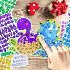 Girls and Boys Dinosaur Art Craft Kit Toddler <b>Bookmarks</b> Birthday Gifts 10 Sets Diy Mosaic Stickers for Kids - Product Image 1