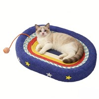 Lit pour chat moderne durable et résistant aux rayures, griffoir tout-en-un, sans peluches, très grand, rayé, avec balles de jeu, pour tous les animaux de compagnie