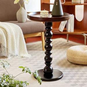 Mesa Auxiliar Redonda de Madera Maciza, Estilo Vintage, Mesa de Esquina para Sala de Estar, Acabado con Pintura Horneada - Product Image 3