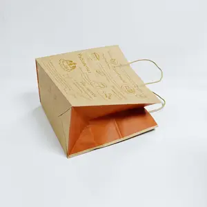 Тип крафт-бумаги и шоппинг, пакет из переработанной бумаги с логотипом на заказ с ручкой