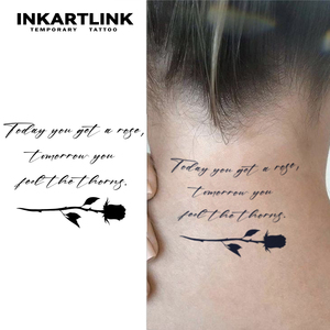Autocollant de <span class=keywords><strong>tatouage</strong></span> semi-permanent à base de plantes avec citation personnalisée sur le thème des roses, imperméable, longue durée (15 jours), pour le <span class=keywords><strong>cou</strong></span> et le dos des femmes - Product Image 1