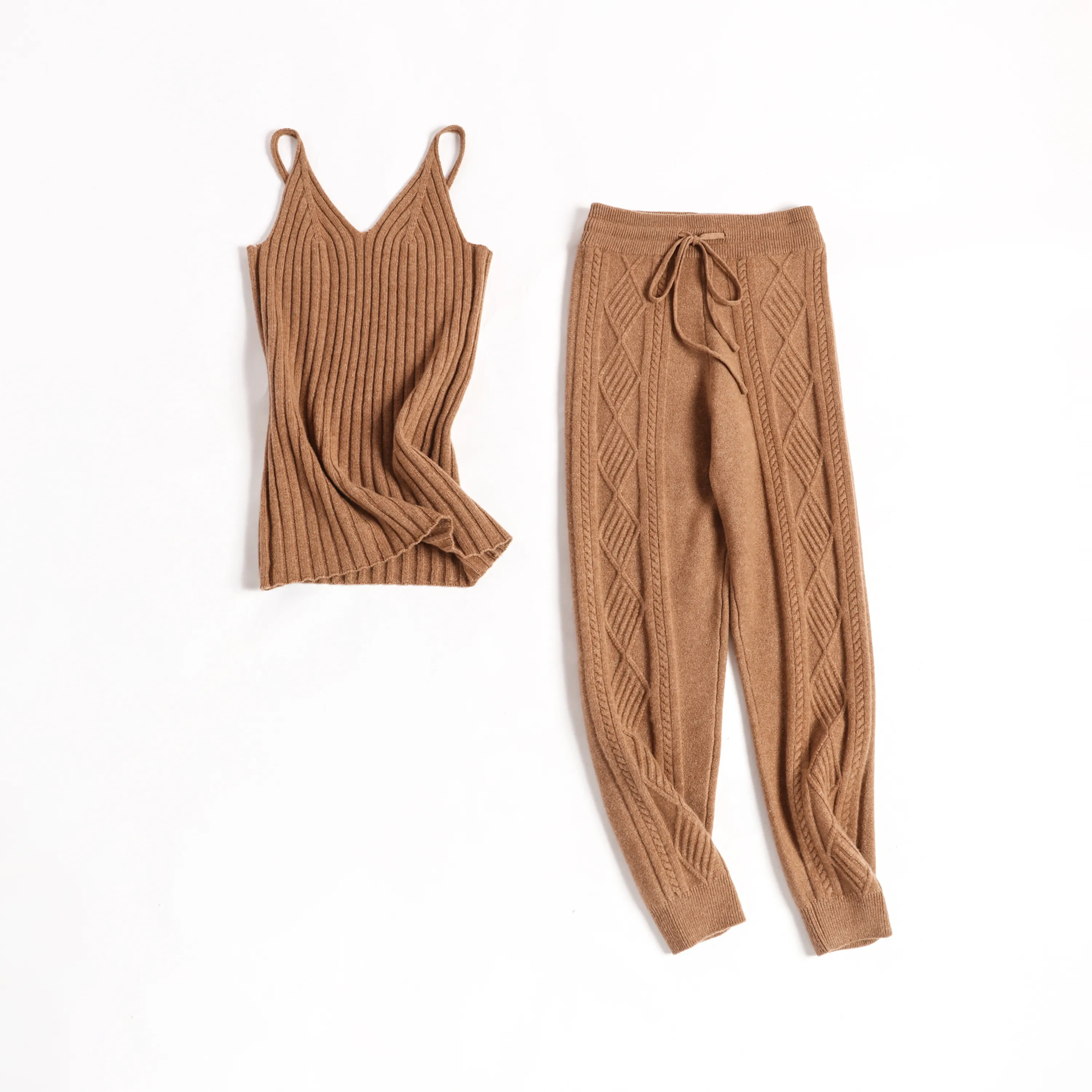 Pantaloni con coulisse caldi in puro vergine con cavo invernale pantaloni lavorati a maglia da donna