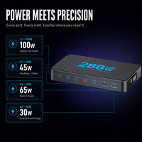 Chargeur de bureau GaN 8 ports 288W, station de charge PD 100W QC, chargeur rapide pour MacBook, tablette Android, OEM ODM