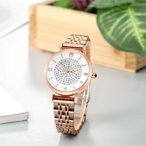 Nuovo arrivo di shopping on-line del diamante della signora di <span class=keywords><strong>orologi</strong></span> impermeabile della vigilanza dei monili di oro rosa minimalista delle donne della vigilanza orologio da polso - Product Image 6
