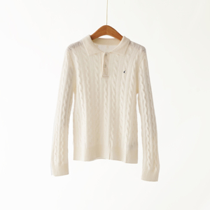 Fabricantes de ropa, suéter de cuello POLO, suéter de estilo académico bordado para mujer, Jersey vintage reductor de edad, tendencia superior - Product Image 1