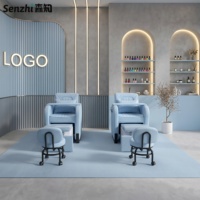 Fauteuil de pédicure bleu moderne, mobilier de salon de luxe, fauteuil de spa pour les pieds pour salon de beauté avec massage, fauteuils de pédicure, fauteuil de manucure