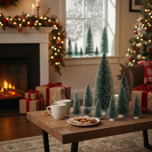 15 Stuks Mini Decor Kunstmatige Kerstboom Mini Sisal Bomen Voor Kerst Decor Feest Thuis Tafel Ambachtelijke Decoraties Met Pp Basis - Product Image 5