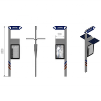 Pantalla Digital para Parada de Autobús Montada en Poste para Exteriores, con Energía Solar, Señalización Digital de Información de Tránsito