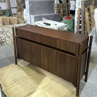 Buffet en bois massif nordique, armoire de rangement en noyer, console minimaliste pour salon et entrée