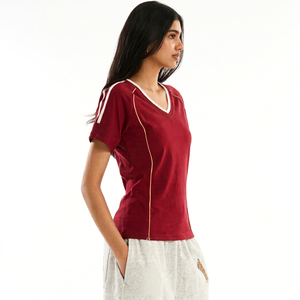 Camiseta Deportiva Casual de Punto para Mujer, con Capucha Roja, Manga Larga, Forro Polar Transpirable para Invierno, con Rayas Laterales - Product Image 1
