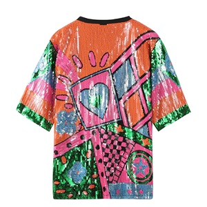 Robe décontractée élégante pour femme <span class=keywords><strong>Les</strong></span> Sequins 2025, ornée de perles, à manches courtes et silhouette droite, options grandes tailles - Product Image 6