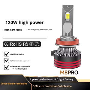 <span class=keywords><strong>Ampoule</strong></span> de phare <span class=keywords><strong>LED</strong></span> 120W M8 Pro <span class=keywords><strong>12V</strong></span> 6000K pour voitures, ajustement universel H1/H4/H7/9005/9006/9012, état neuf - Product Image 3
