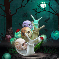 Escultura de Resina Ecológica Pintada con Diseño de Cabeza de Animal Gótica, Caracol, Terror, Halloween, Artesanía, Patrón Escénico de Diseño Transfronterizo