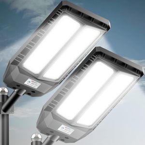 6500K Waterproof Solar Outdoor <b>Lights</b> Dusk to Dawn <b>Motion</b> <b>Sensor</b> <b>LED</b> Flood <b>Light</b> <b>with</b> Remote Solar Security Street Lamp - Product Image 1