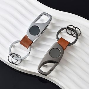 Creative Engraving Car Keychain Personalized Stainless Steel Mens Anti-lost Pendant Business Gift Leather Locking Key Chain Clip - Product Image 3