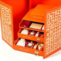 Boîte cadeau rigide à double porte de luxe, impression géométrique dorée, boîte à bijoux, emballage personnalisé pour bijoux et parfums